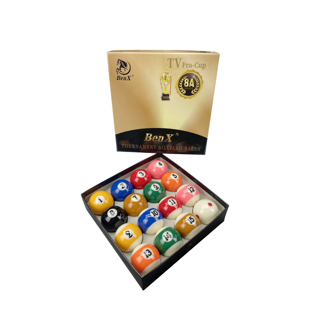 BenX TV Pro-Cup Tournament 8A Grade Billiard Balls 2-1/16″ – Professional Quality | 2053