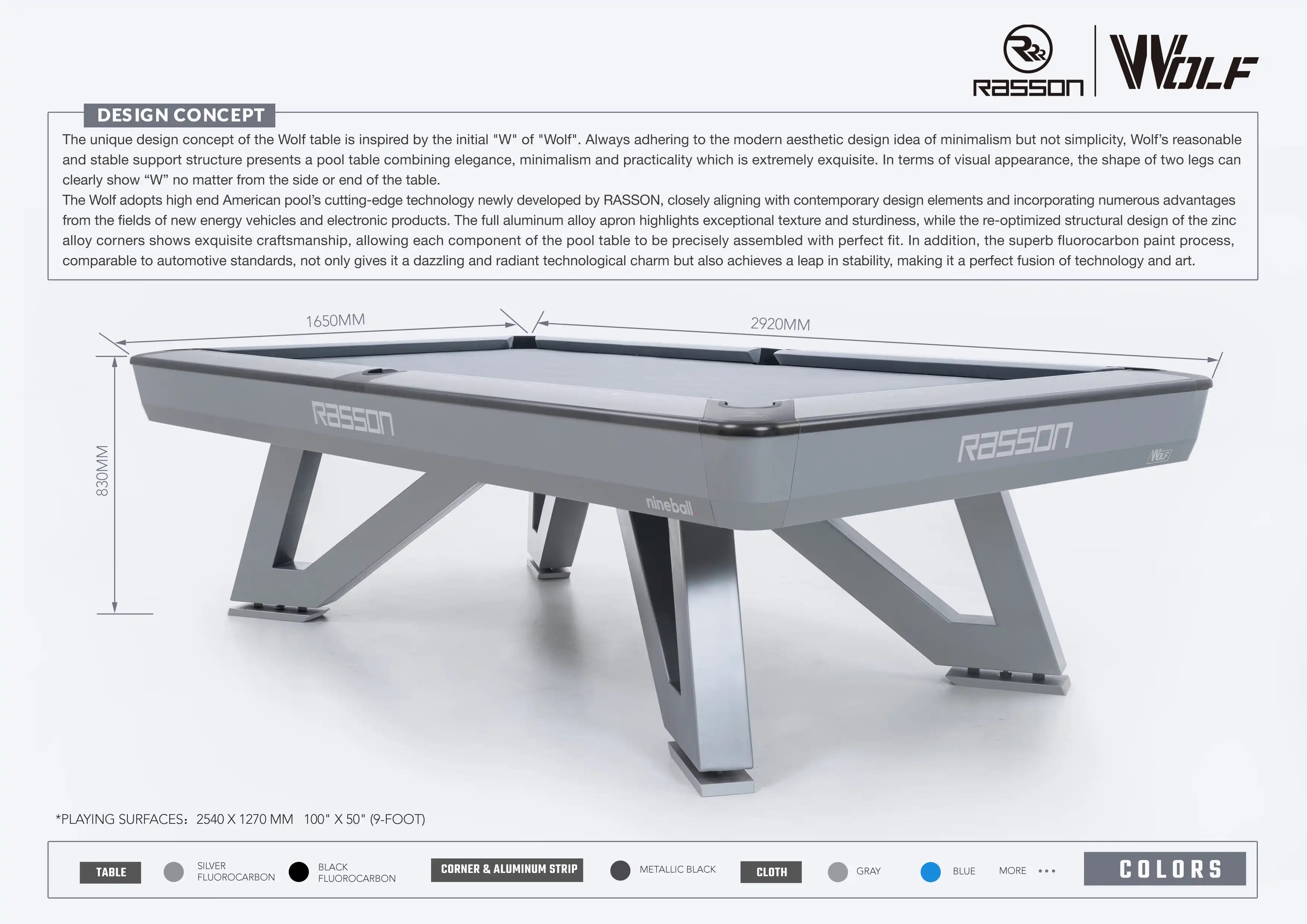 Rasson Wolf Championship Pool Table 9ft | 1518