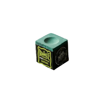 Green chalk cube with 'Pilgrim' branding on a dark background